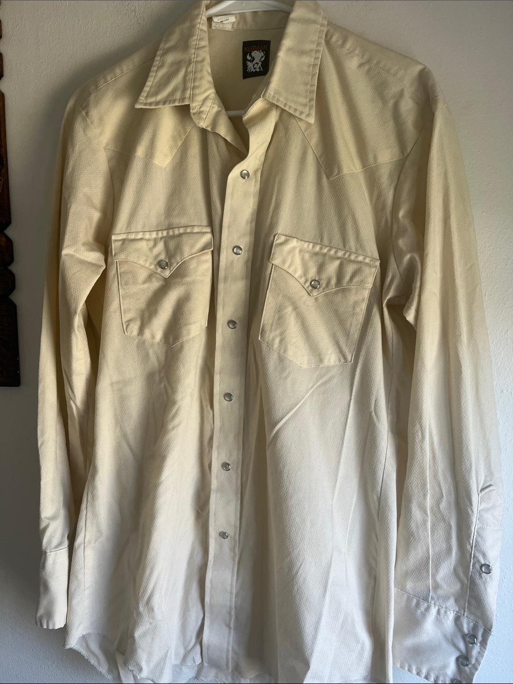 Vintage Karma Cream Long-Sleeve Western Button-Down Shirt